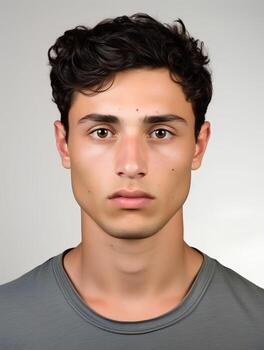 ai-generated-portrait-of-a-young-man-no-facial-expression-facing-the-camera-isolated-white-background-ai-generative-photo